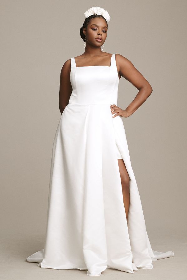 Slide View: 9: Wtoo by Watters Vivien Square-Neck A-Line Wedding Gown