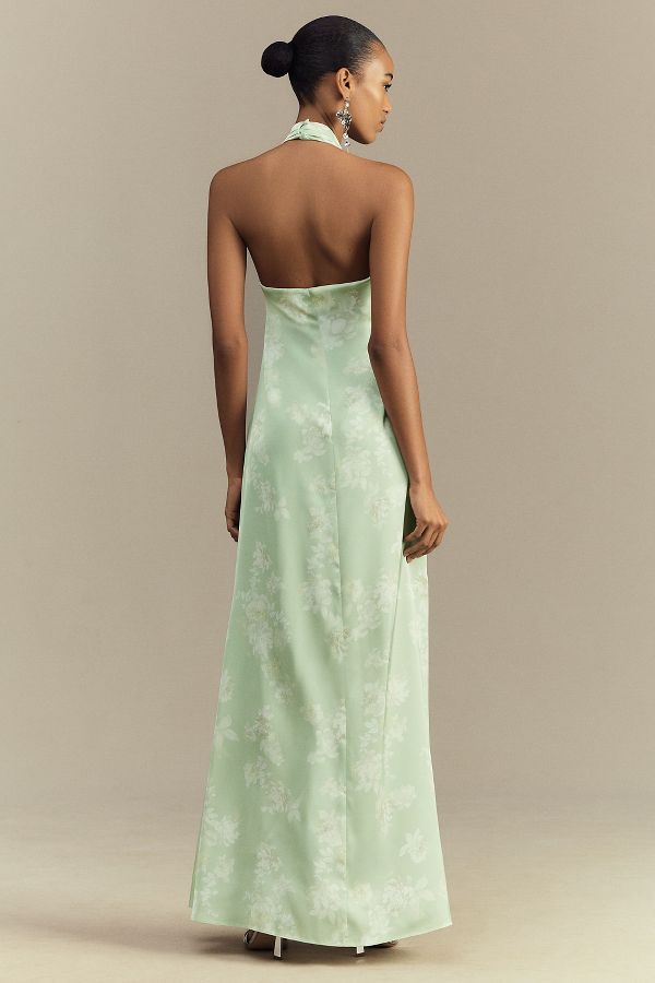 Slide View: 2: BHLDN Ruby Twist Halter Satin Gown