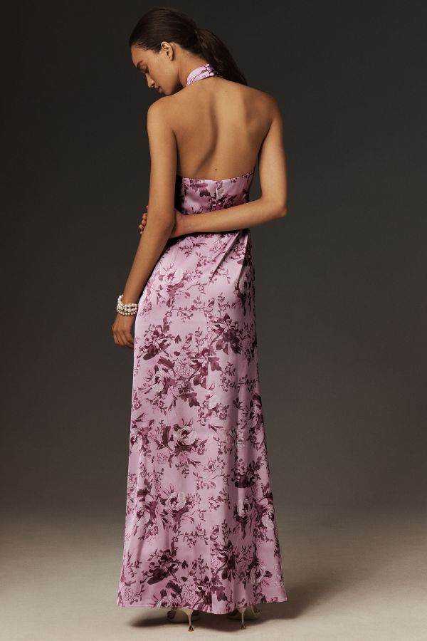 Slide View: 3: BHLDN Ruby Twist Halter Satin Gown