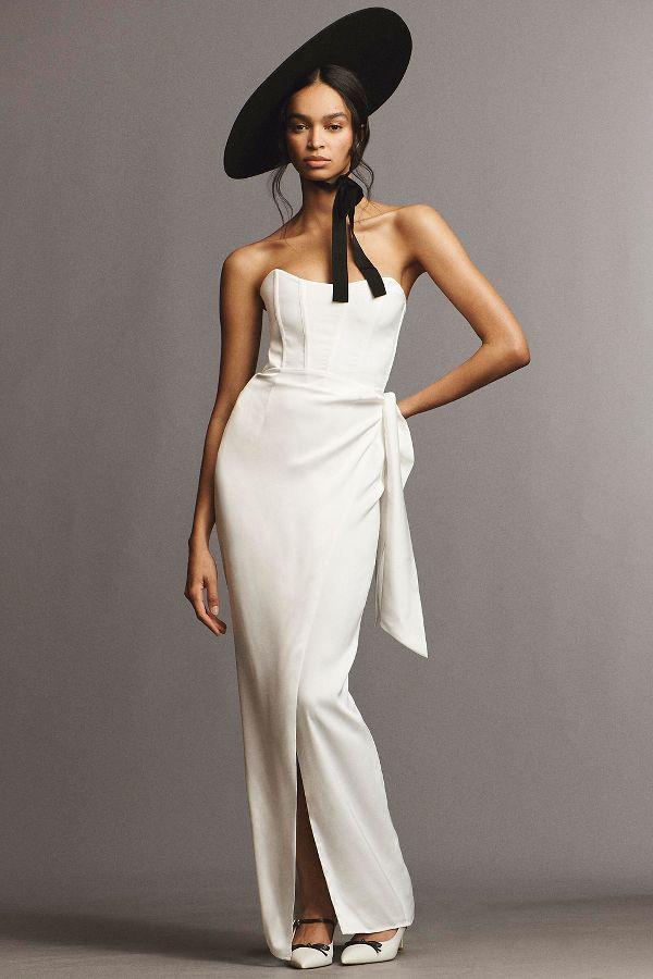 Slide View: 4: V. Chapman June Corset Front-Slit Gown