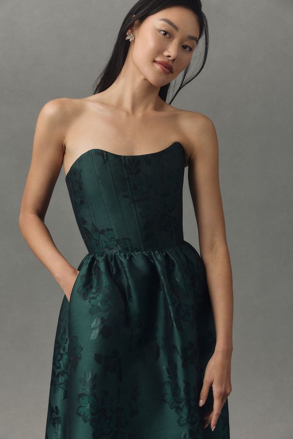 Slide View: 5: V. Chapman Charlotte Strapless Corset Side-Slit Dress