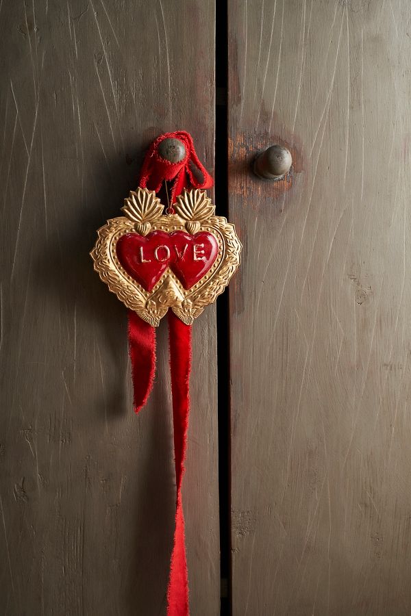 Slide View: 1: Burnished Heart Medallion, Red Love