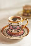 Thumbnail View 1: The Bistro Tile Stoneware Espresso Cup & Saucer: Garden Edition