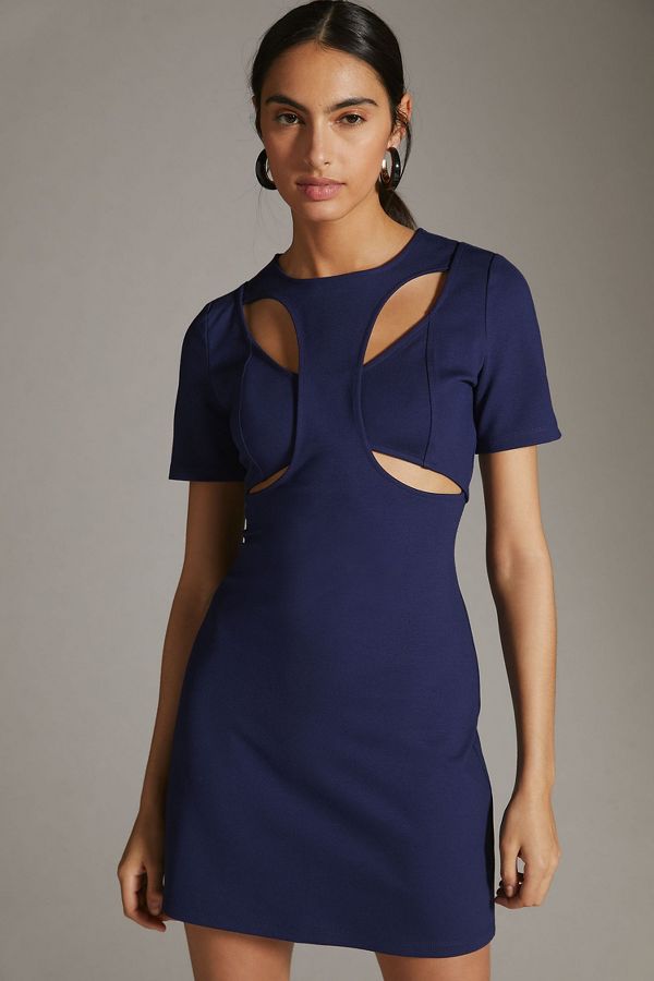 Slide View: 1: Ponte Cut-Out Mini Dress