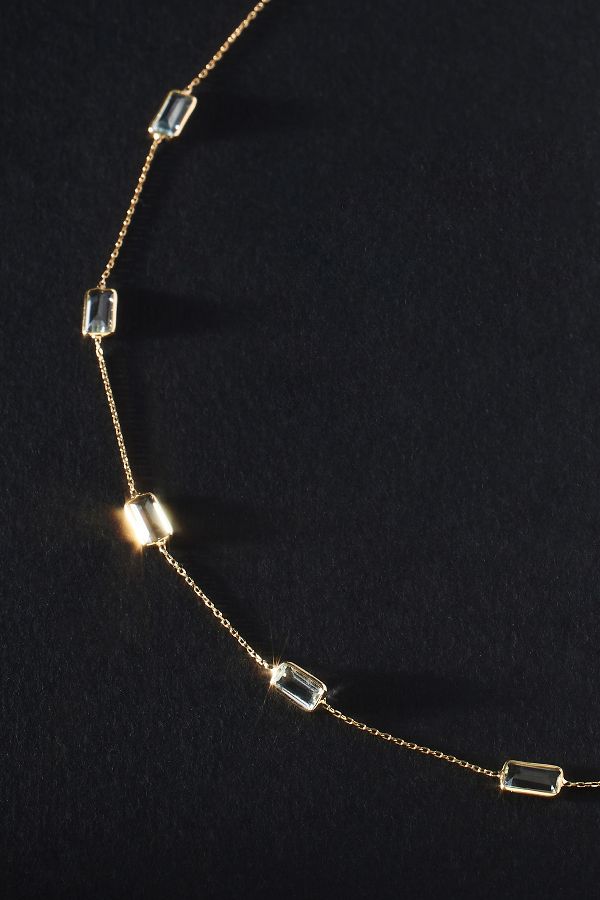 Slide View: 2: Aquamarine Baguette Necklace