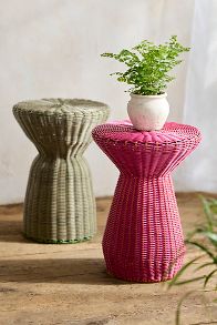 Slide View: 4: All Weather Wicker Side Table, Tall