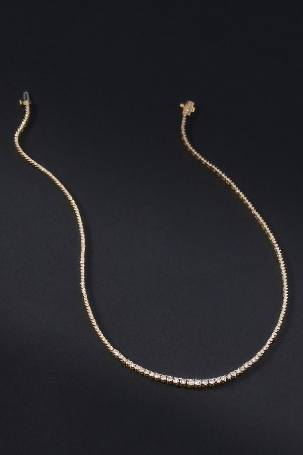 Slide View: 1: Graduated Diamond Tennis Necklace