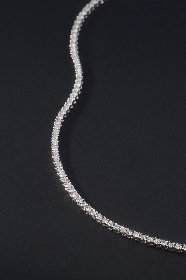 Slide View: 2: Classic 4-Prong Diamond Tennis Necklace