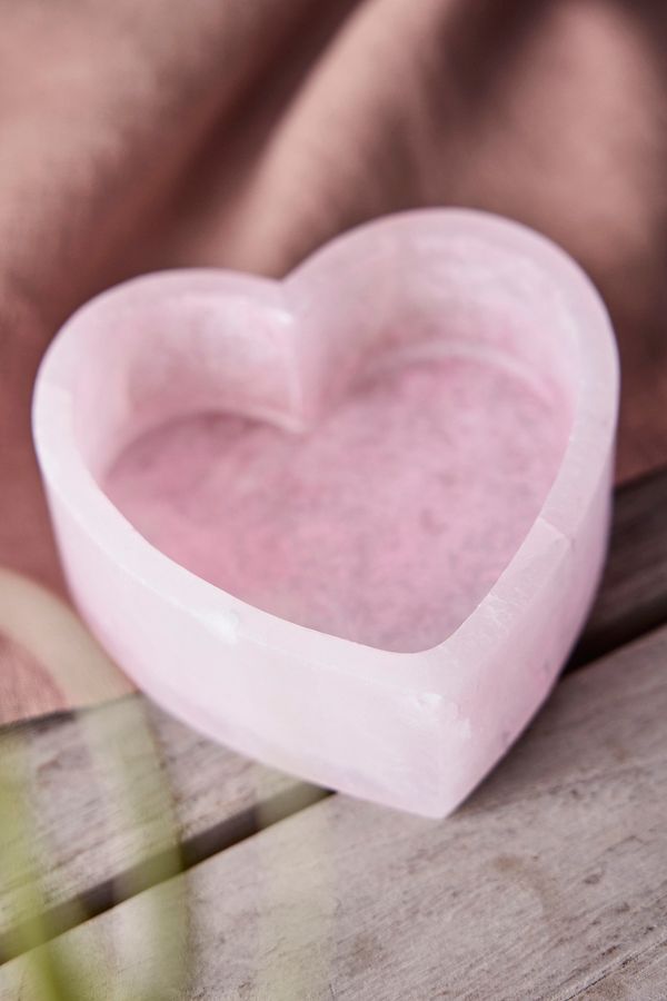 Slide View: 2: Pink Alabaster Heart Bowl