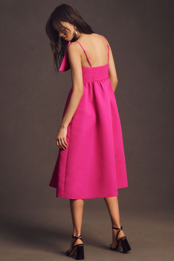 Slide View: 2: Sachin & Babi Sloane Asymmetrical Bow Taffeta A-Line Midi Dress