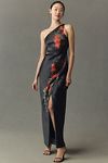 Thumbnail View 1: BHLDN Dylan Stretch Satin One-Shoulder Side-Slit Maxi Dress