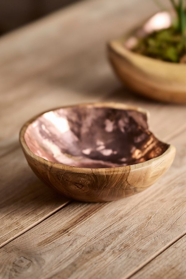 Slide View: 2: Copper + Teak Bowl