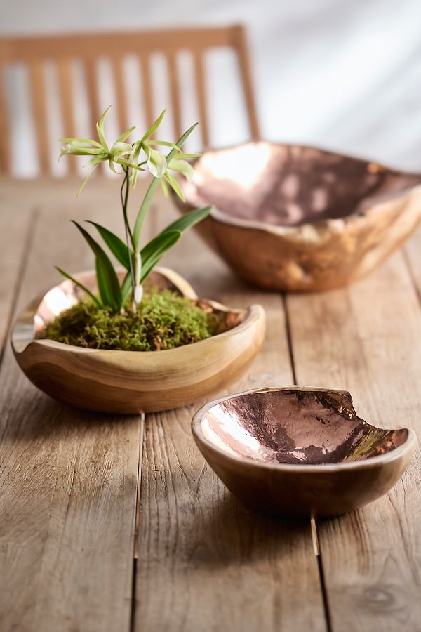 Slide View: 1: Copper + Teak Bowl