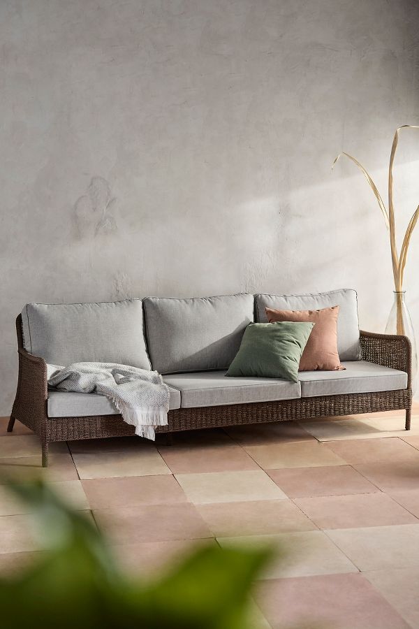 Slide View: 1: Harbor All Weather Wicker Three Seat Sofa