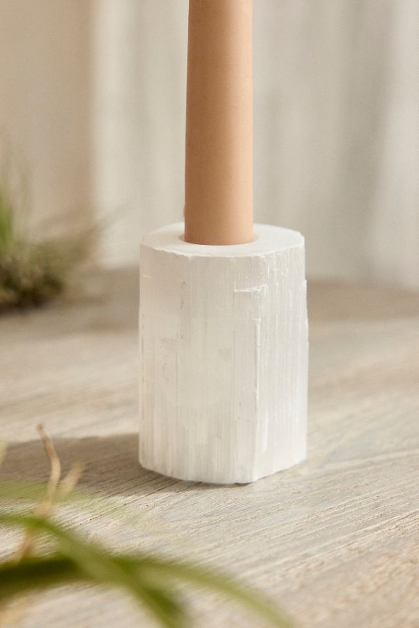 Slide View: 2: Minimalist Stone Candle Holder, Selenite