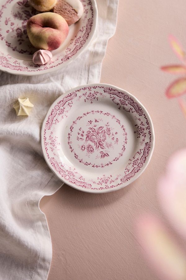 Slide View: 1: Pink Floral Side Plate