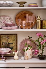 Slide View: 3: Pink Floral Serving Platter