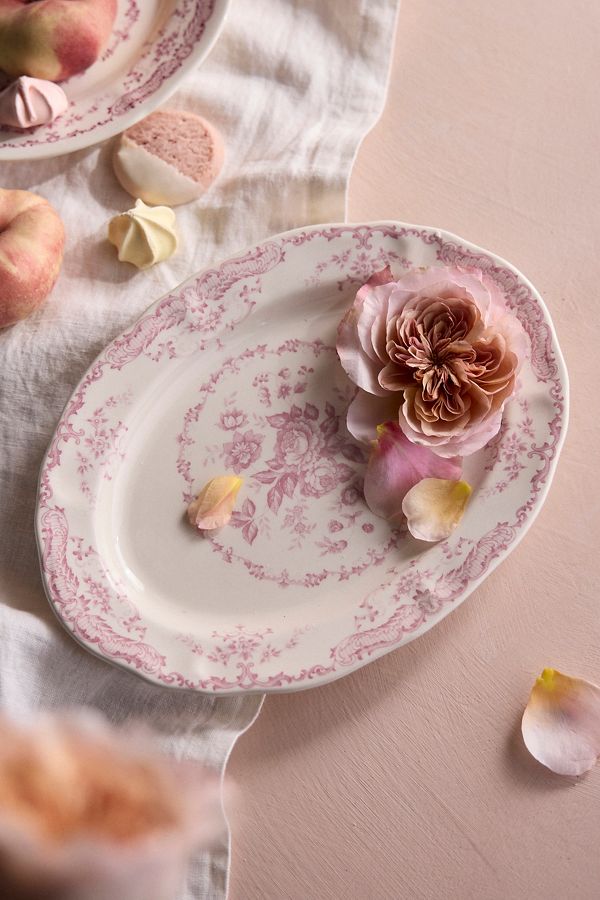 Slide View: 1: Pink Floral Serving Platter