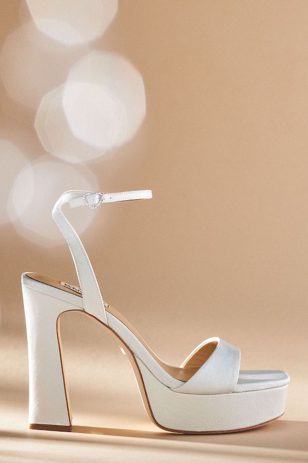 Slide View: 1: Badgley Mischka Caia Crystal Heart Platform Sandals