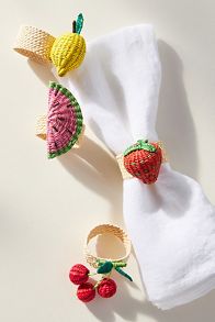 Slide View: 1: Handwoven Fruit Napkin Rings, Set of 4