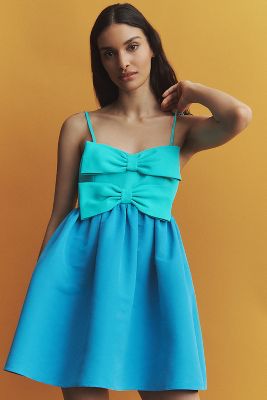 Sachin & Babi Sloane Taffeta Double-Bow Pleated Colorblock Mini Dress