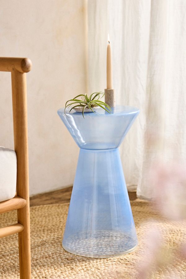 Slide View: 1: Colorful Glass Side Table, Narrow