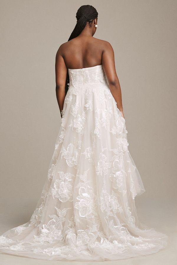 Slide View: 8: Watters Arien Strapless Corset Floral Appliqué A-Line Wedding Gown