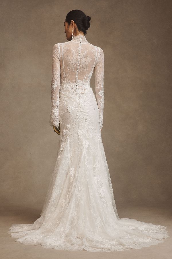 Slide View: 2: Willowby by Watters Serene Long-Sleeve Lace Wedding Gown