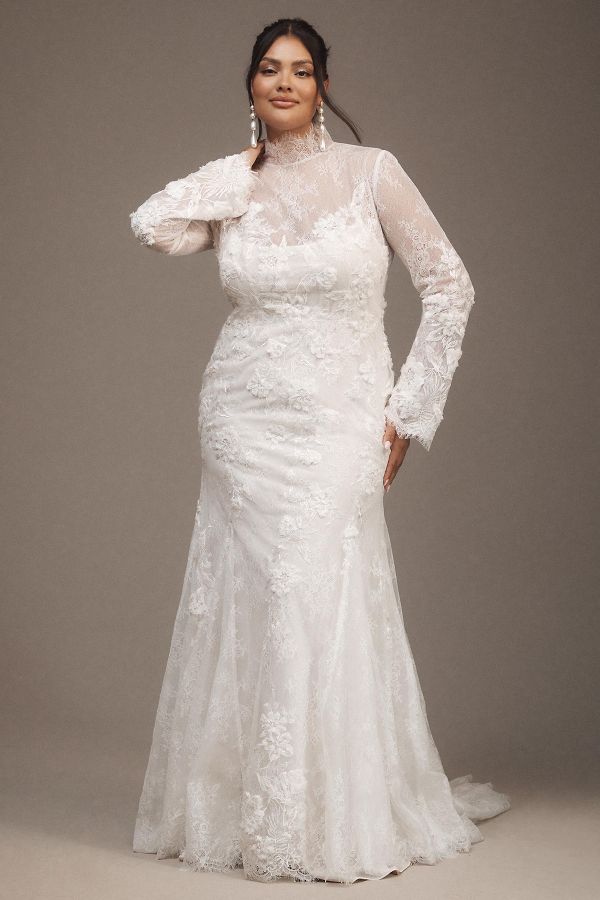 Slide View: 9: Willowby by Watters Serene Long-Sleeve Lace Wedding Gown