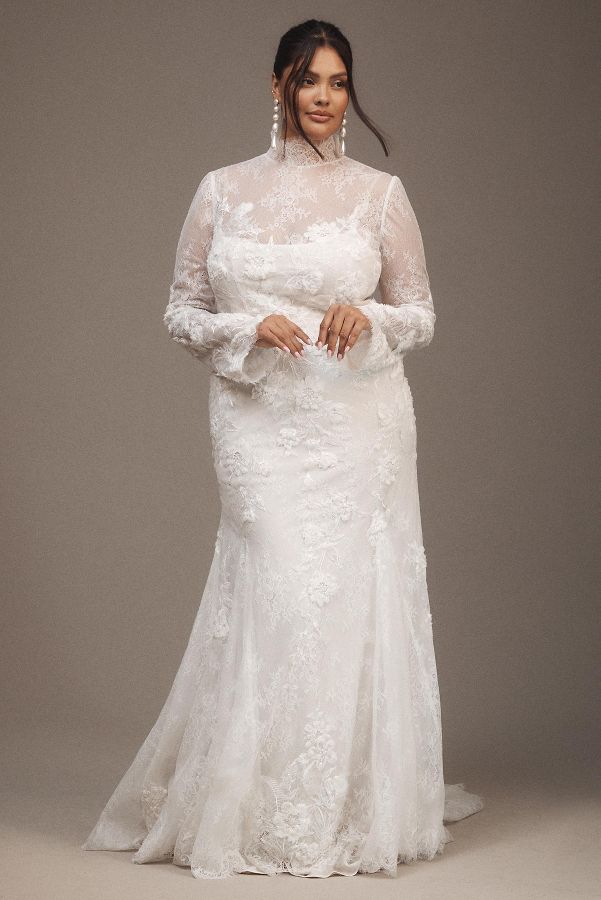 Slide View: 6: Willowby by Watters Serene Long-Sleeve Lace Wedding Gown