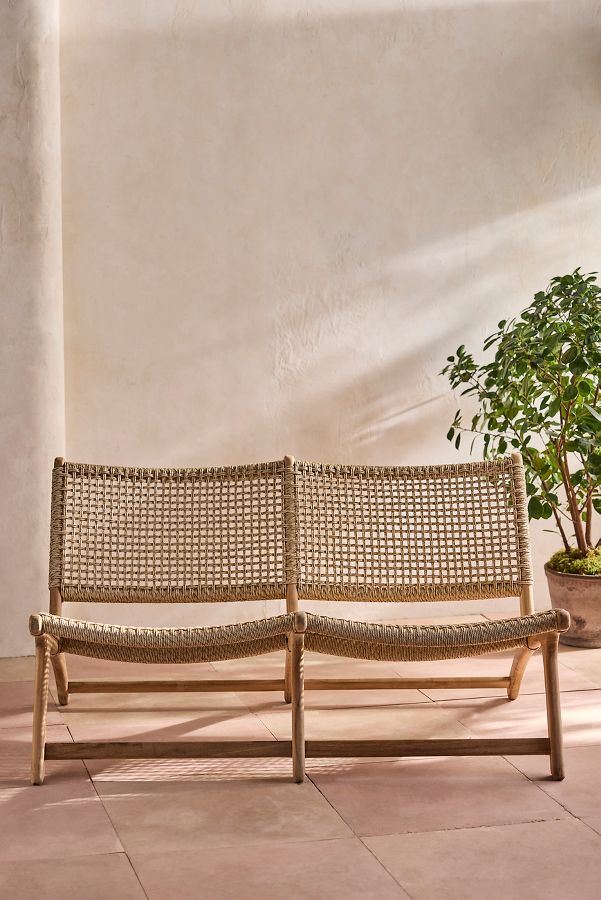 Slide View: 4: Havana Open Weave Two Seat Armless Bench