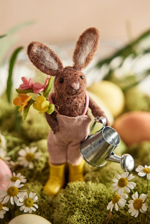 Slide View: 1: Watering Can Bunny Felt Critter