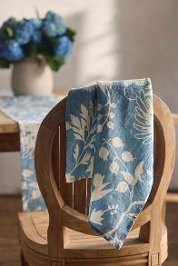 Slide View: 1: Floral Blues Linen Dish Towel