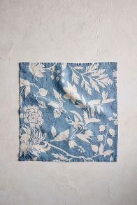 Slide View: 3: Floral Blues Linen Napkins, Set of 2