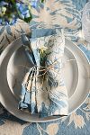 Thumbnail View 1: Floral Blues Linen Napkins, Set of 2