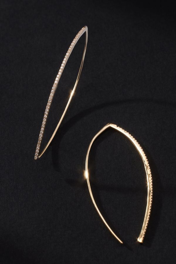 Slide View: 1: Rachel Reid Jewelry Pavé Diamond Wire Earrings