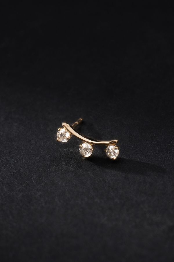 Slide View: 2: Rachel Reid Jewelry Diamond Curved Bar Stud Earrings