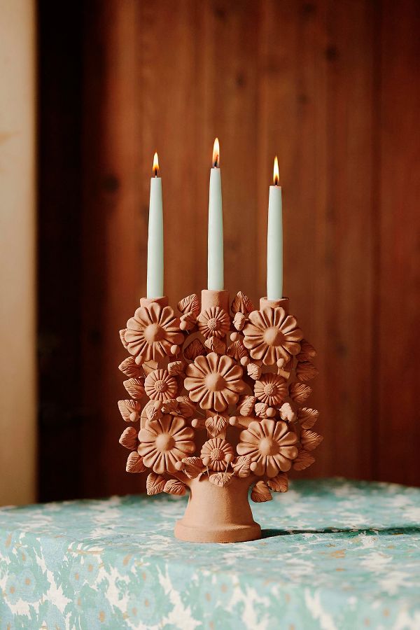 Slide View: 1: Oaxacan Clay Candelabra