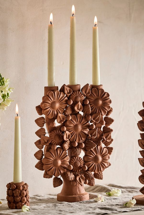 Slide View: 3: Oaxacan Clay Candelabra