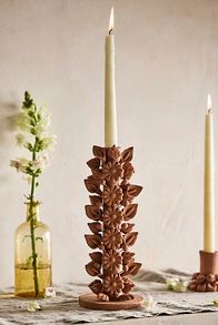 Slide View: 1: Oaxacan Clay Floral Tall Taper Holder