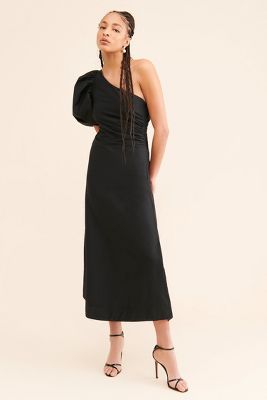 Aureta One-Shoulder Puff-Sleeve Dress