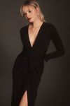 Thumbnail View 3: Katie May In A Mood Long-Sleeve V-Neck Slim Stretch Jersey Maxi Dress