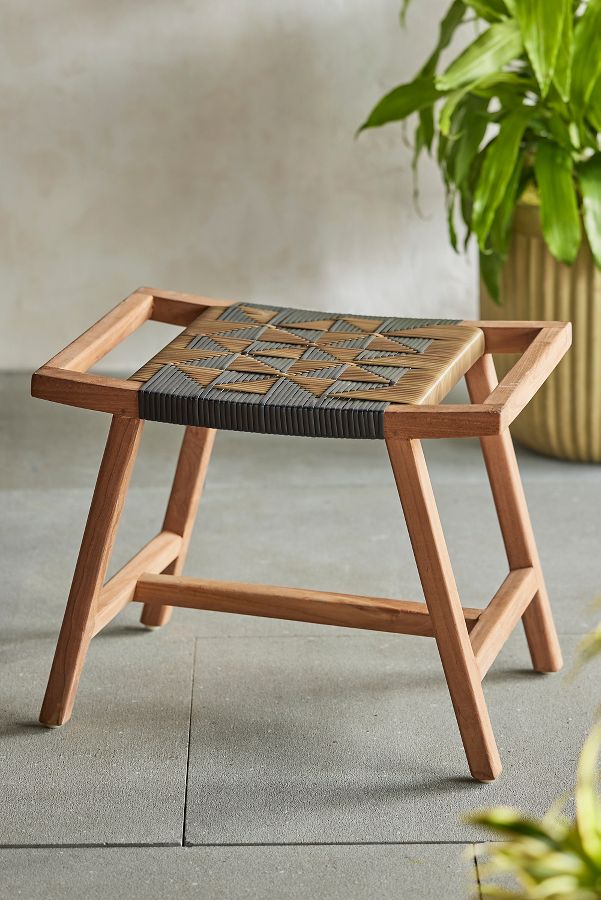 Slide View: 1: Havana Wicker + Teak Stool