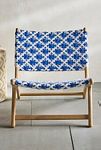 Thumbnail View 4: Havana Wicker + Teak Armless Chair, Blue + White