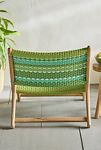 Thumbnail View 5: Havana Wicker + Teak Armless Chair, Green Stripe