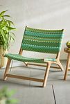 Thumbnail View 1: Havana Wicker + Teak Armless Chair, Green Stripe