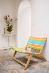 Thumbnail View 1: Havana Wicker + Teak Armless Chair, Colorful Plaid