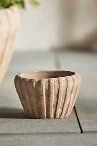 Slide View: 8: Ribbed Terracotta Low Taper Pot