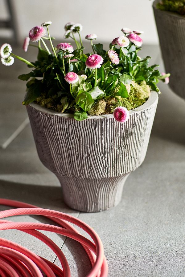 Slide View: 6: Fluted Textured Concrete Planter