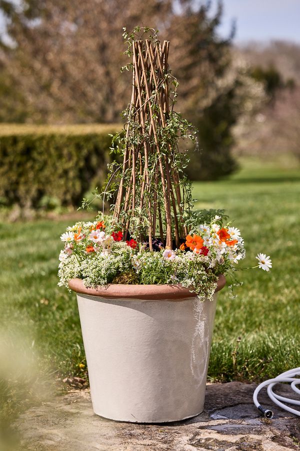 Slide View: 2: Raw Rim Stoneware Taper Planter